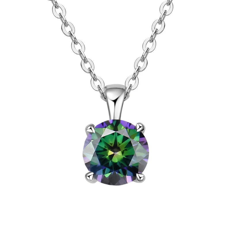 JoyceJelly Classic Four Prong 1ct Moissanite Necklace Women's 925 Sterling Silver Plated 18k Gold Pendant Luxury Fine Jewelry