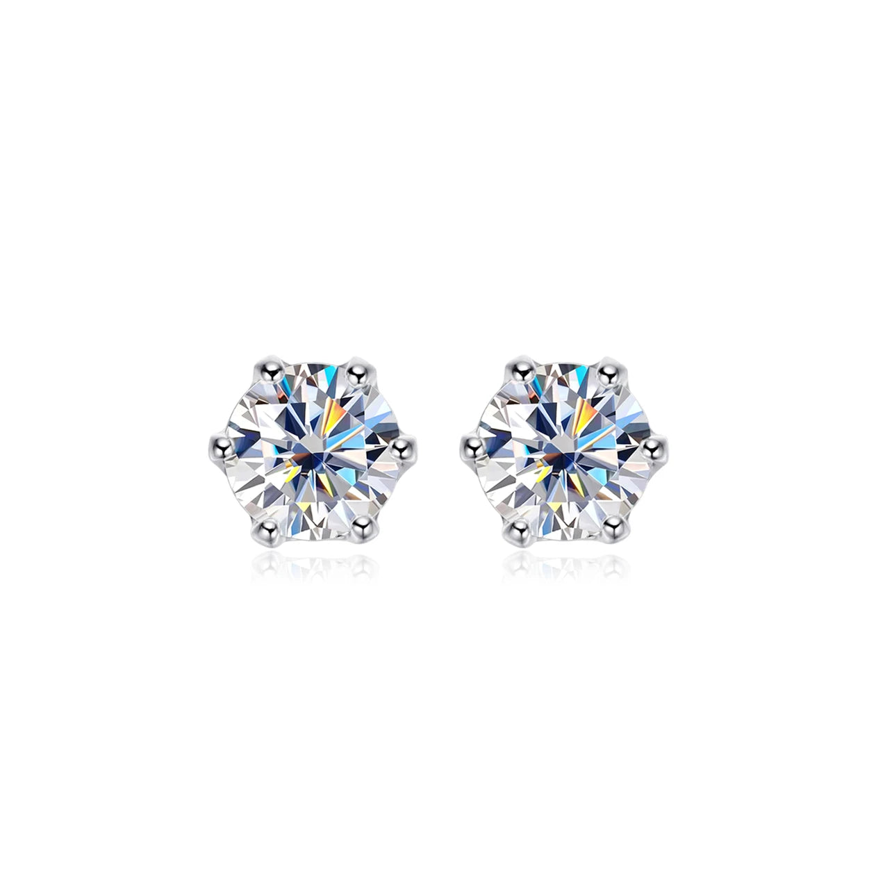 925 Sterling Silver Moissanite Diamond Stud Earrings for Women – 0.2 to 2 Carat D Color, White Gold Finish