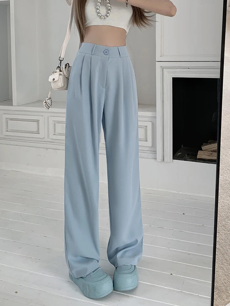 plus Size Women's Casual Wide Leg Pants High Waist Slimming Trousers Versatile Spring Faion Korean Sle Commute Pants