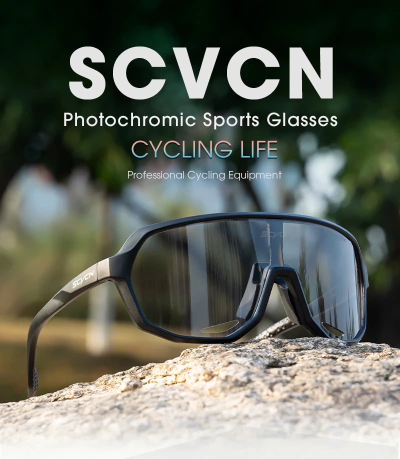 SCVCN Outdoor Sport Bike Photochromic Sunglasses Men Women bicycle MTB Road Cycling Glasses UV400 Fishing Goggles Running Eyewea