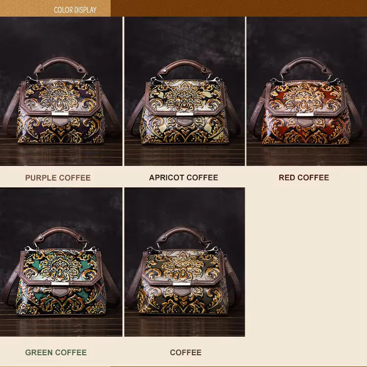 MOTAORA Womens Genuine Leather Luxury Handbag Handmade Embossed Vintage Shoulder Crossbody Bag New Arrival
