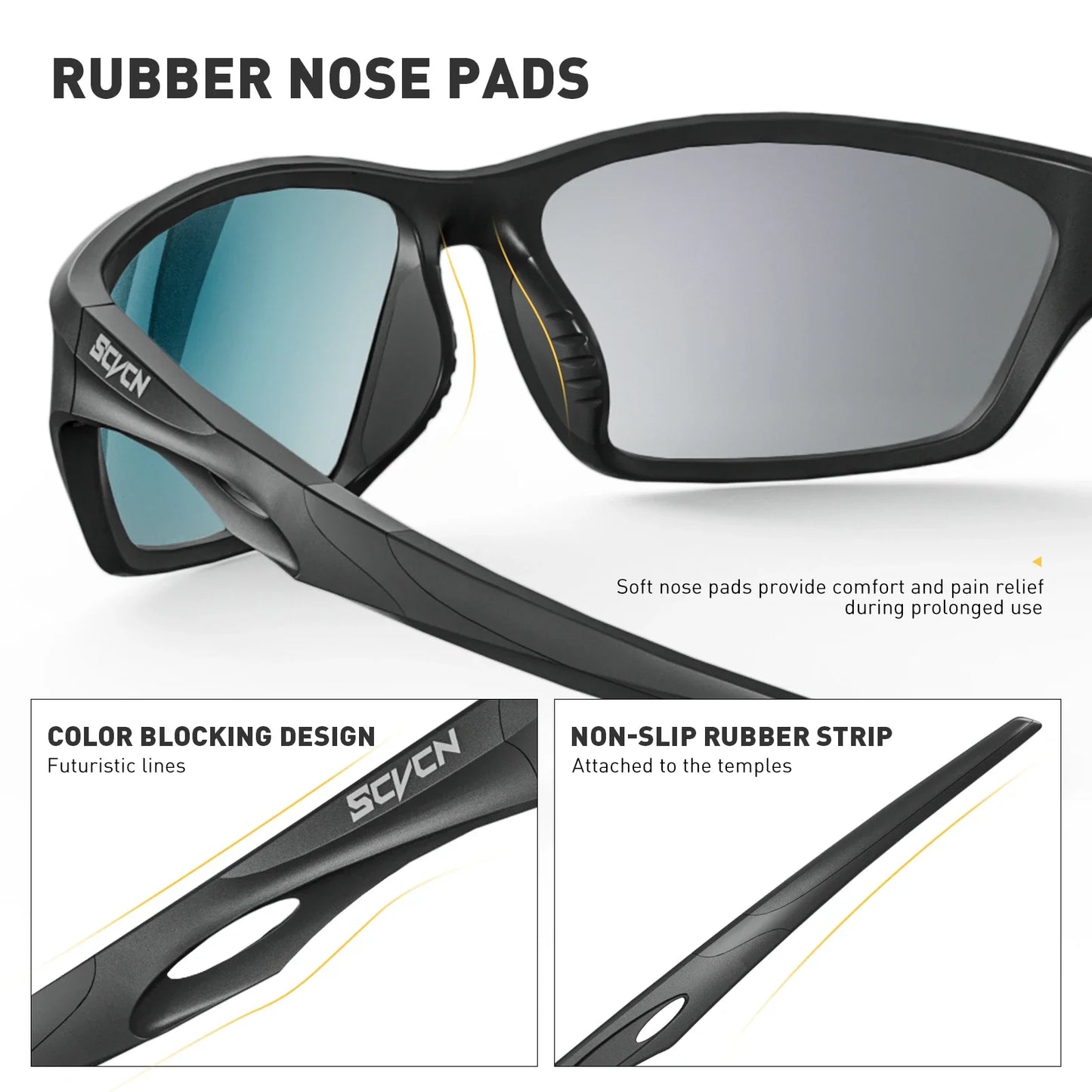 SCVCN New Outdoor Polarized Fishing Sunglasses Man Bike Cycling Glasses UV400 Hiking Goggle Women Mountain Sport Bicycle Eyewear