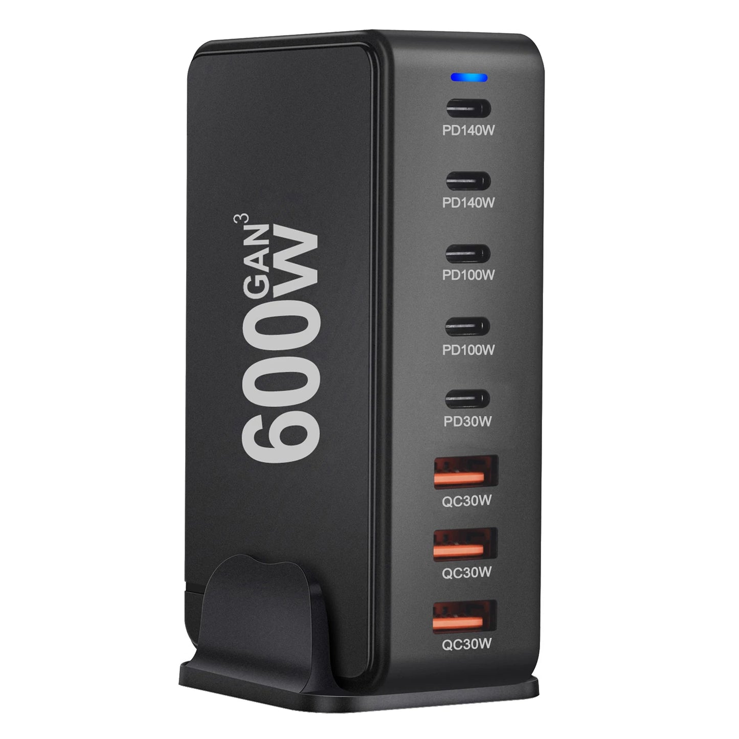 NEW 600W Gan Fast Charge 3.0 USB Type C Fast Charger Mobile 8-port 5C3A PD Charger Convenient To Carry Tablet Charger