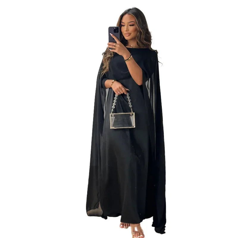 Women Dress Long Dresses Solid Round Neck Full Sleeve Casual Regular Loose Fit Elegant Splice High Waist Vestidos