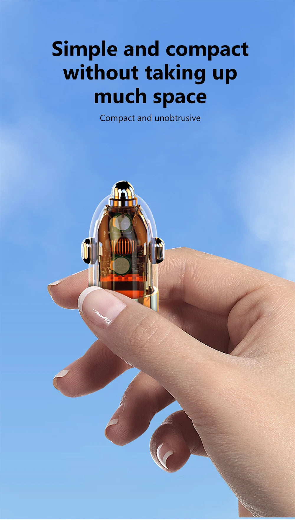 120W Transparent Invisible Pull Ring Car Charger USB Type C Fast Charging QC3.0 PD Phone Charger for iPhone Xiaomi Samsung