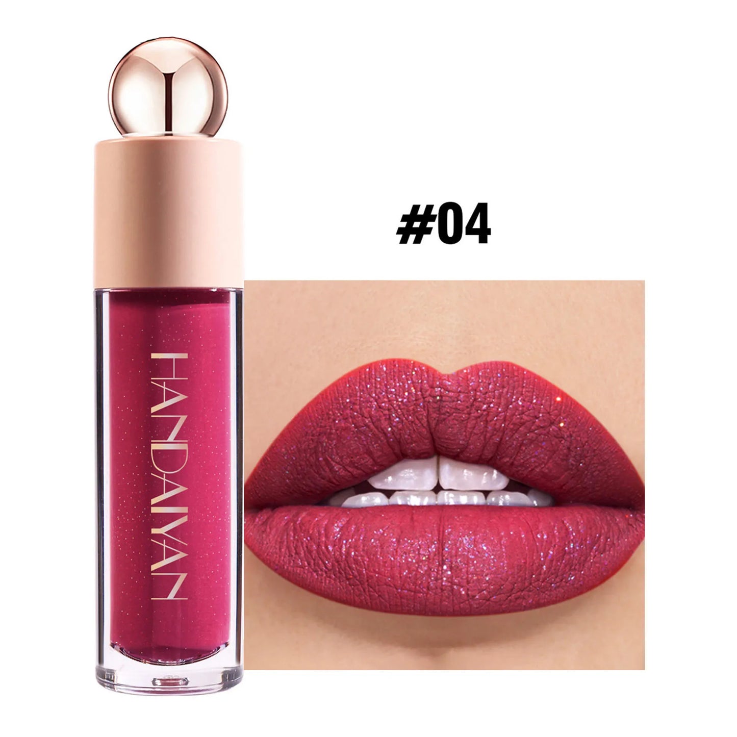 QIBEST Diamond Liquid Lipstick Moisturizing Lasting Purple Sparkling Waterproof Lip Gloss Matte Glitter Lipstick Korean Makeup