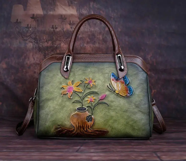 MOTAORA Vintage Women Shoulder Bags Genuine Leather Retro Ladies Handbags For Female Handmade Embossed Women's Bag 2025 Trend