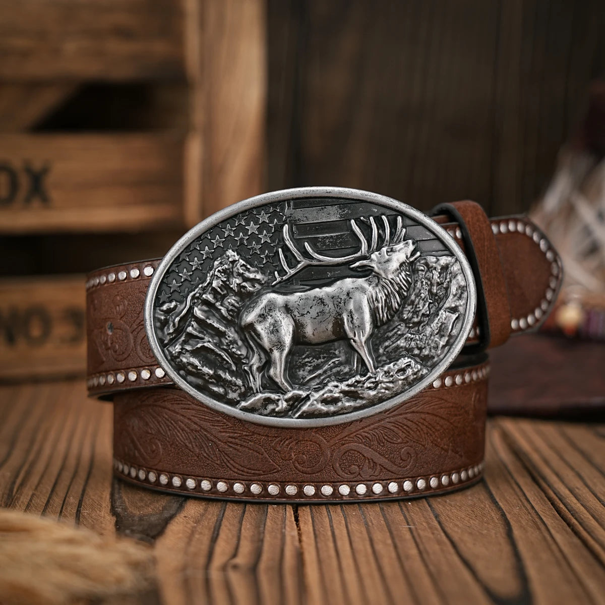 Men - Women - Western Denim - pu leather - Belt - Vintage jeans with carved buckle belt