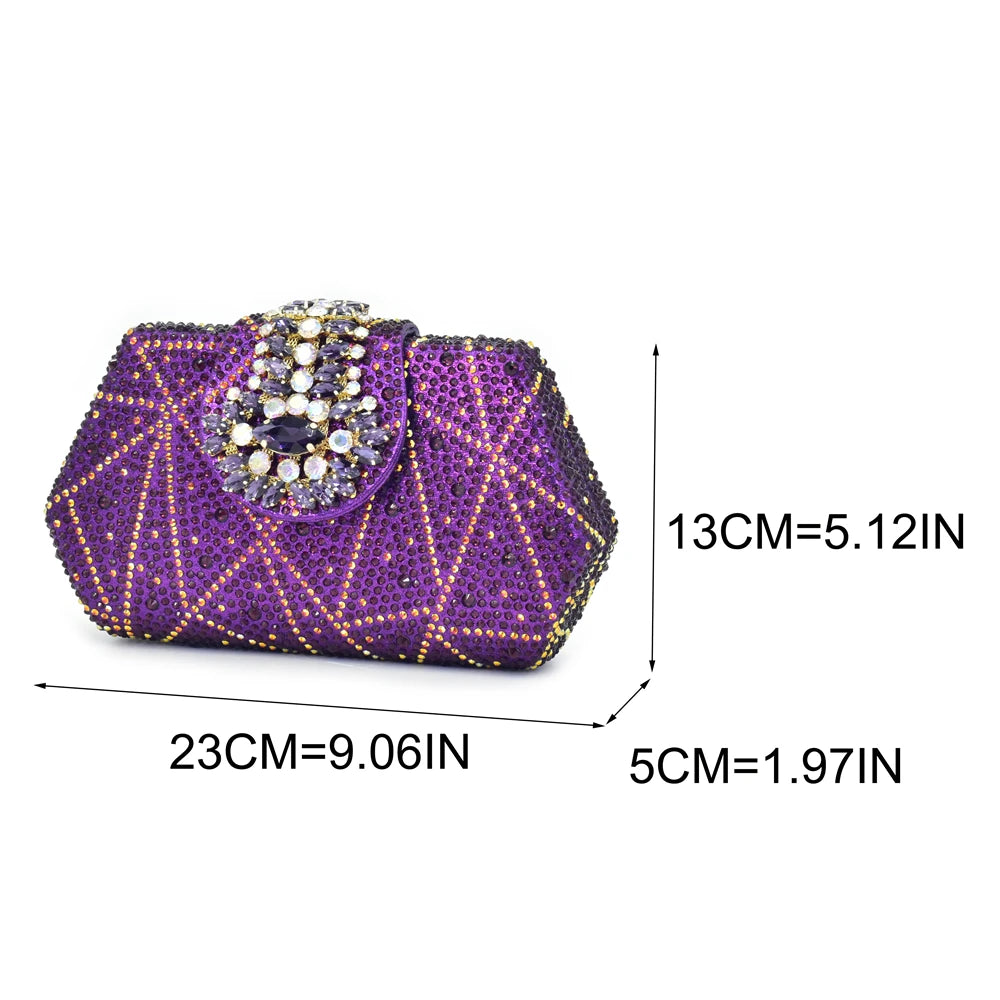 Elegant Baldauren Women’s Italian-Style Pointed Toe Slingback Pumps with Crystal Rhinestones & Matching Bag – African Party & Wedding Set (Sizes 37-43)