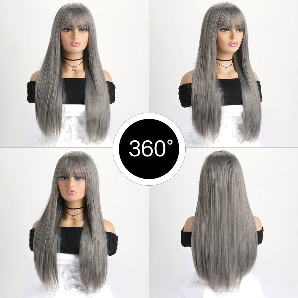 26Inch Colour Wig Long Straight Synthetic Wig for Women Fashion Wig for for Daily Halloween Costume Party Cosplay 