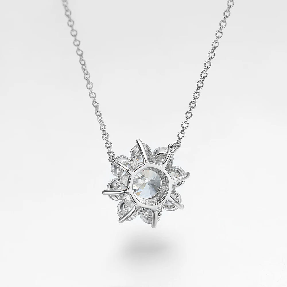 925 Sterling Silver Original Certified 2cttw Moissanite Jewelry Sets For Women Sunflower Pendant Necklace Earring Fine Jewelry