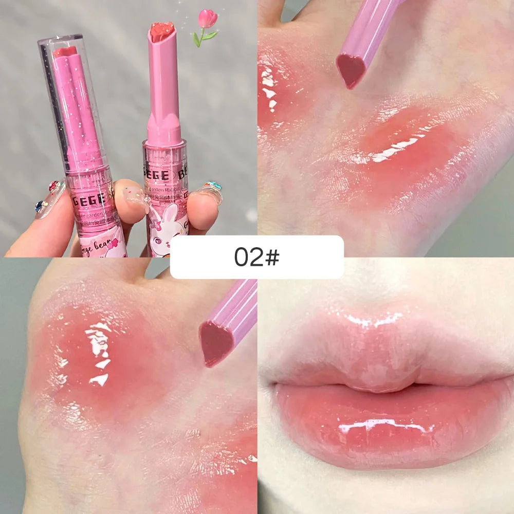 Gege Bear Garden Pink Rabbit Solid Lip Gloss Moisturizing Watery Colored Lip Balm Long-lasting and Tender Lip Balm