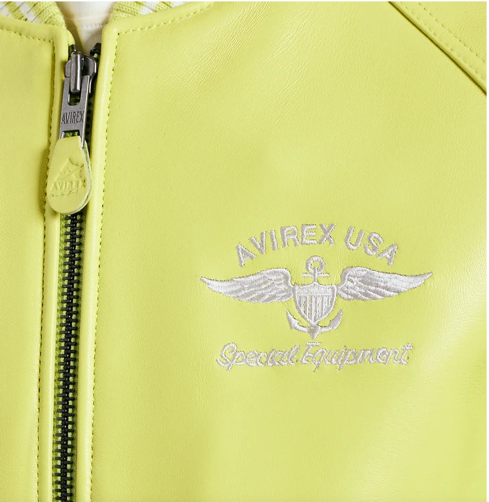Avirex STADIUM JACKET varsity jacket in 100% antique European lamb leather Men's Spring 2025 New Leather Baseball Jersey coats