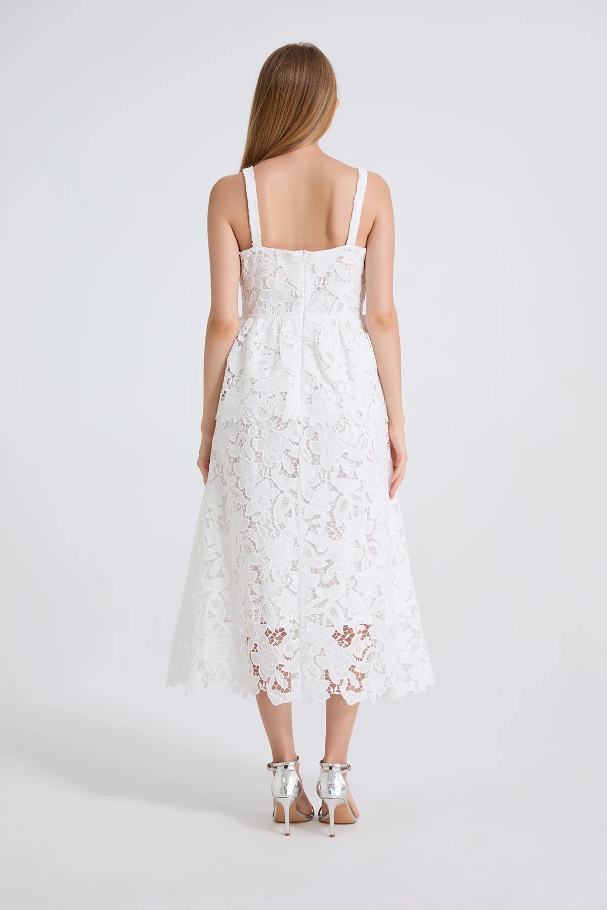 Women's Dress New Flower Embroidery Square Collar Long Dresses for Summer 2025 Backless Sleeveless Midi Dresses Party Dresses