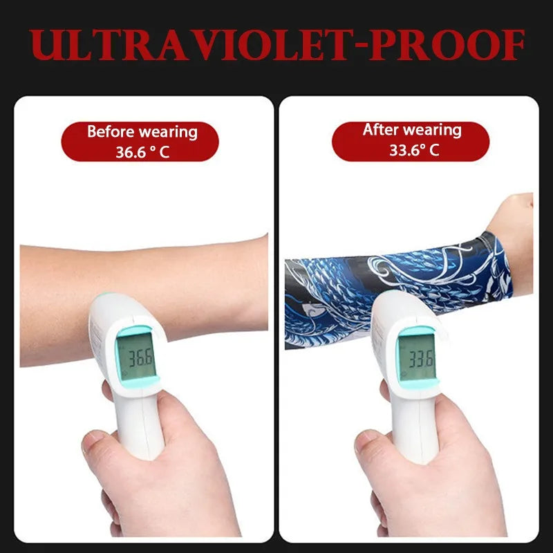 Summer Running Arm Sleeve Ice Silk Cooling Sunscreen Cuff UV Sun Protection Sleeve Anti-Slip Men Women Long Gloves Outdoor Sport