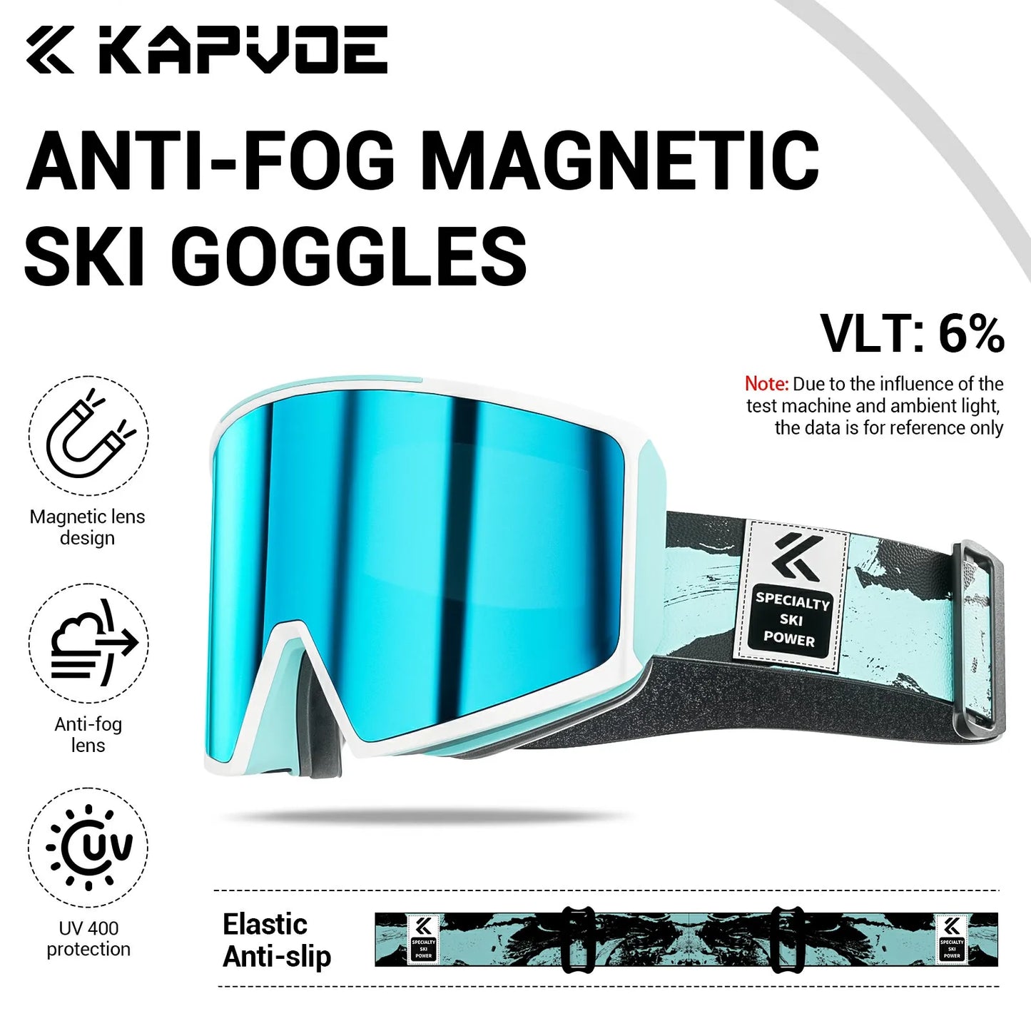 KAPVOE New Ski Snowboard Mask Goggle Men Women UV400 Protection Snow Glasses Magnetic Attraction Anti-Fog Skiing Goggles Adult