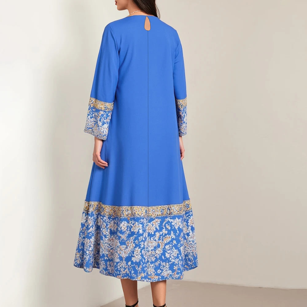 Rafiah Women's Dresses Summer Elegant Fashion 2025 Plain Long Sleeve V-Neck A Line Midi Vacation Long Dresses