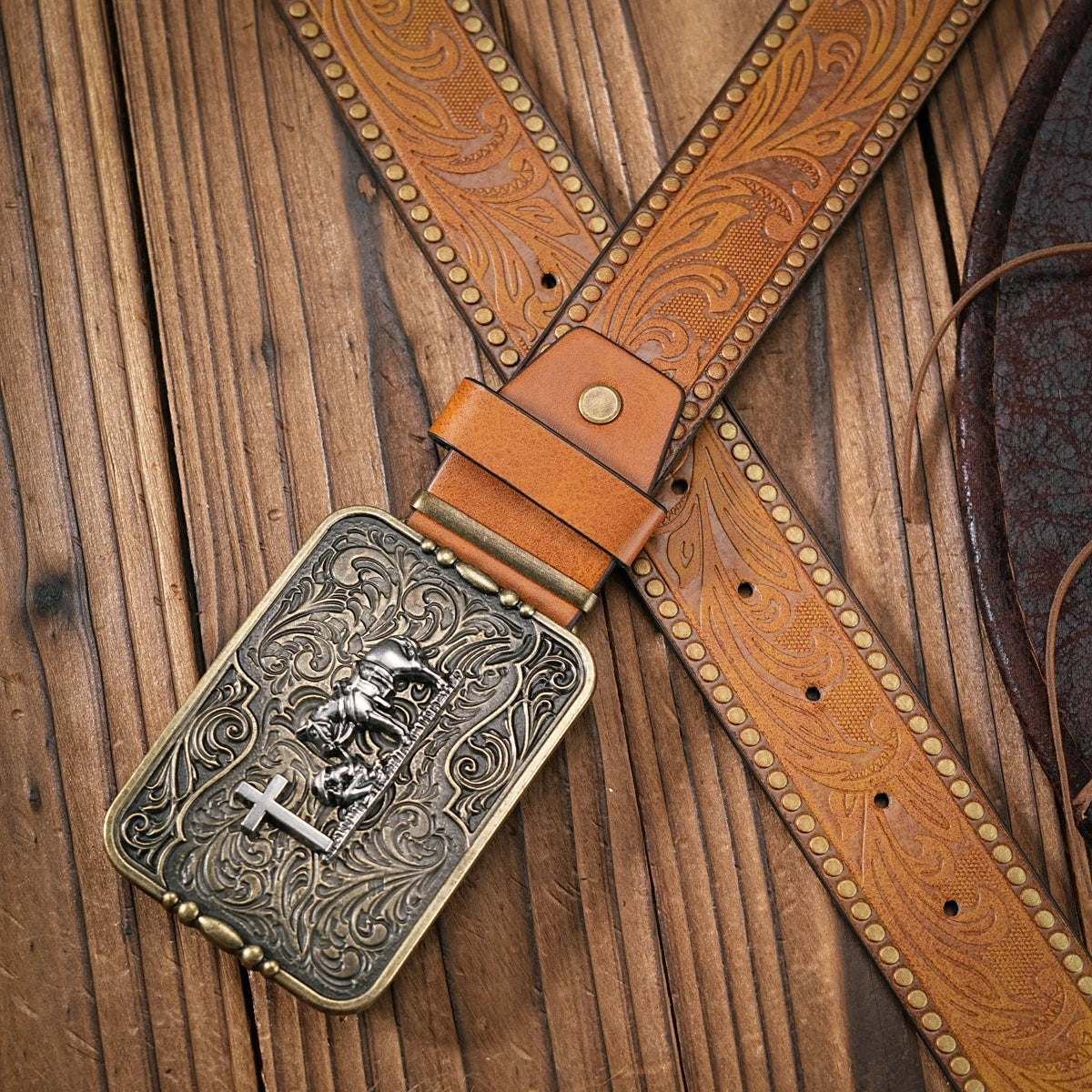 Vintage Style PU Leather Western Cowboy Belt with Classic Buckle - 3.8cm Wide, Durable and Stylish for Men and Women - Perfect f
