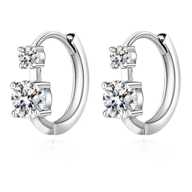 Lnngy 6.5mm Moissanite Earrings With Certificate Brinco Prata 925 Sterling Silver Hoop Earring For Women Korean Ear Jewerly