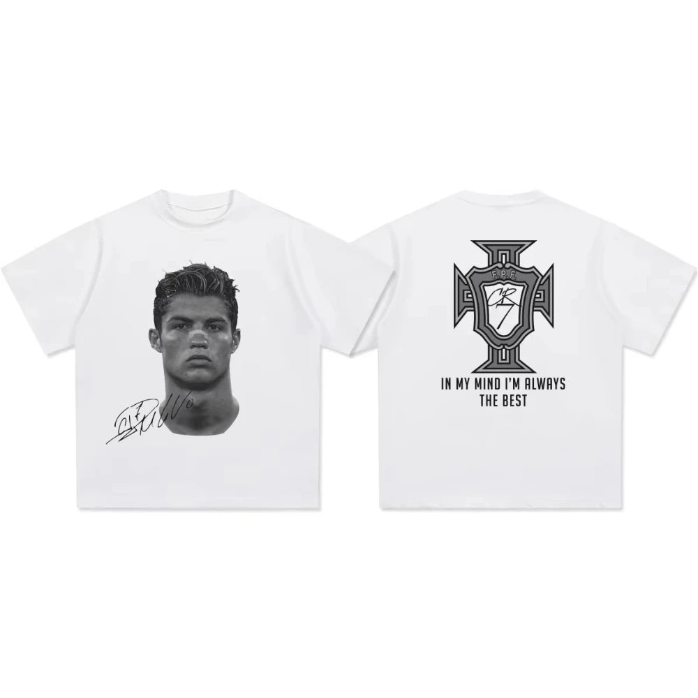 Cristiano Ronaldo Head T Shirt with Signature Trendy Graphic Tee Ronaldo CR7 Cristiano Ronaldo Shirt Ronaldo Vintage Football