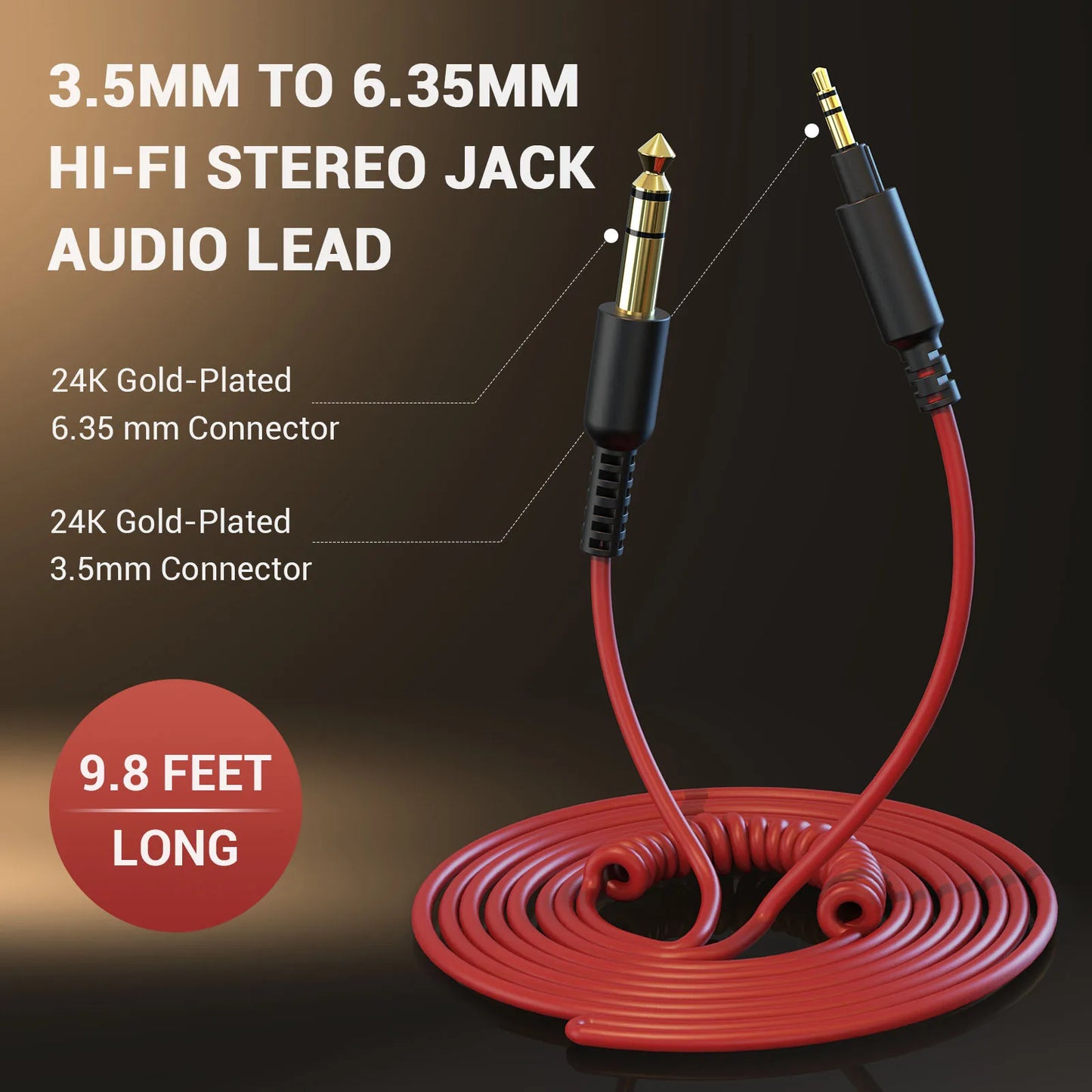 6.35mm to 3.5mm Aux Audio Cable For OneOdio Pro 10/30/50/A70/A7/HiFi DJ Headphones Headset Music Player Phone Speaker Earphone