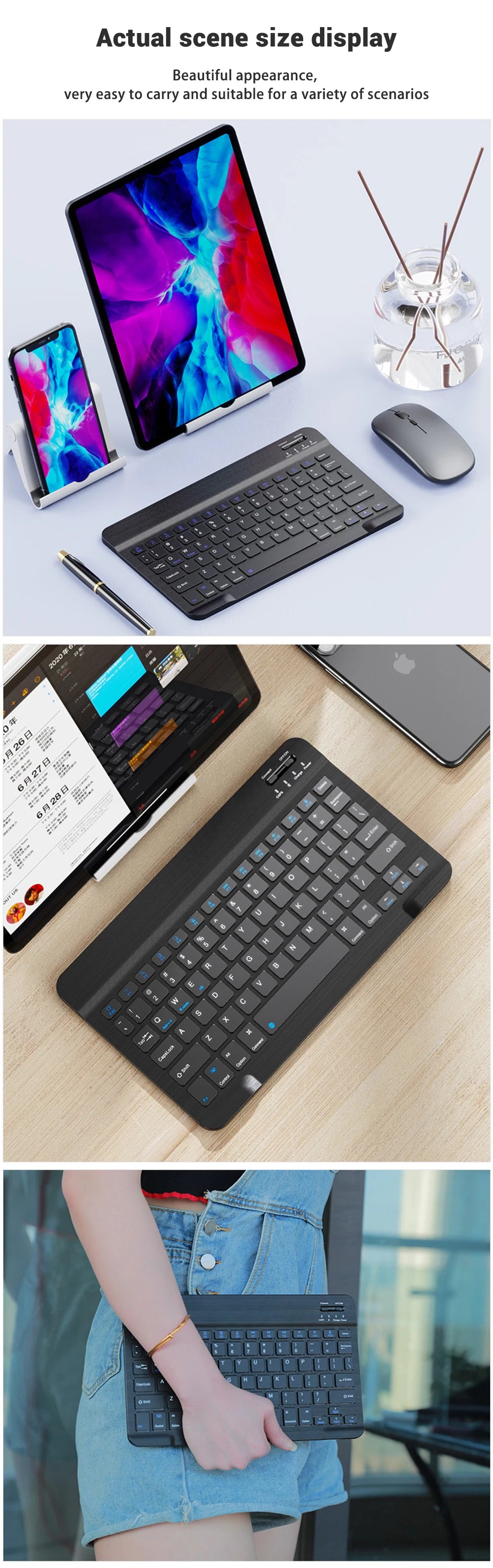Bluetooth Keyboard and Mouse For iPad Xiaomi Samsung Huawei Phone Tablet Slim Mini Wireless Keyboard For Android IOS Windows