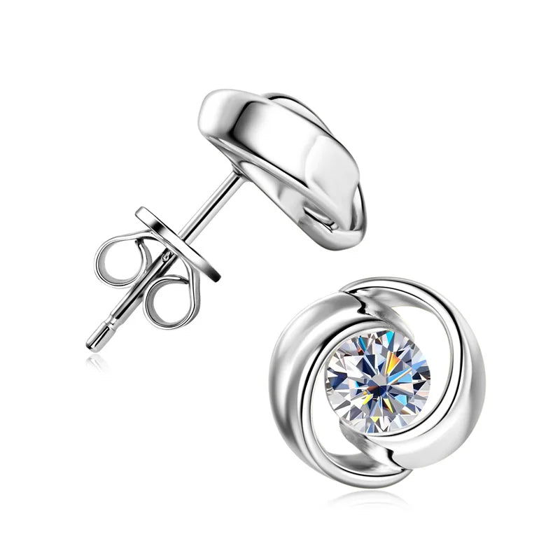 Lnngy GRA Certified Moissanite Stud Earring For Women Original 925 Sterling Silver Irregular Piercing Earring 2025 Hot Jewelry