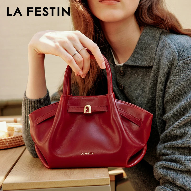 LA FESTIN Leather Bag New Suede Handbag Women's bags Luxury brand Bag Fashion Shoulder Bag Crossbody Bag Bucket Bag small size