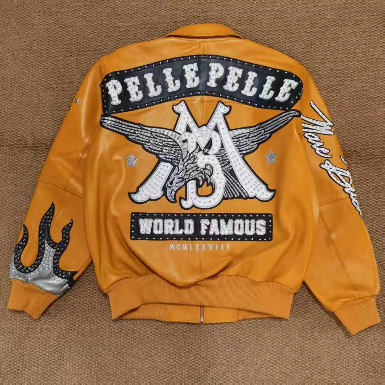 Fall Men's New Arrival Genuine Leather Jacket with Diamond Embellishment Fashionable Casual US Size European Sheepskin Coat Tops