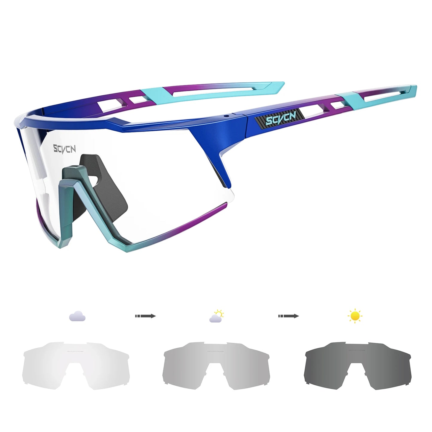 SCVCN Photochromic Cycling Glasses Bike Sunglasses for Men Fashion Mountain Bicycle Road Speed Goggles Eyewear Sports MTB Bike