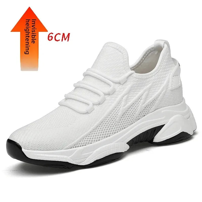 Invisible Heightening 8CM Men's Running Shoes Low Heel Soft Bottom Casual Sports Shoes Breathable Mesh Inner Lining EVA Insole