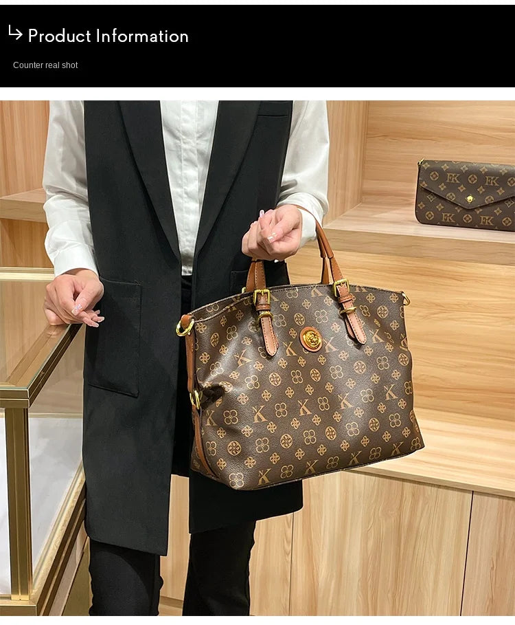 Women’s Light Luxury Retro Handbag – Large Capacity Shoulder & Crossbody Tote – 2025 High-End Fashion