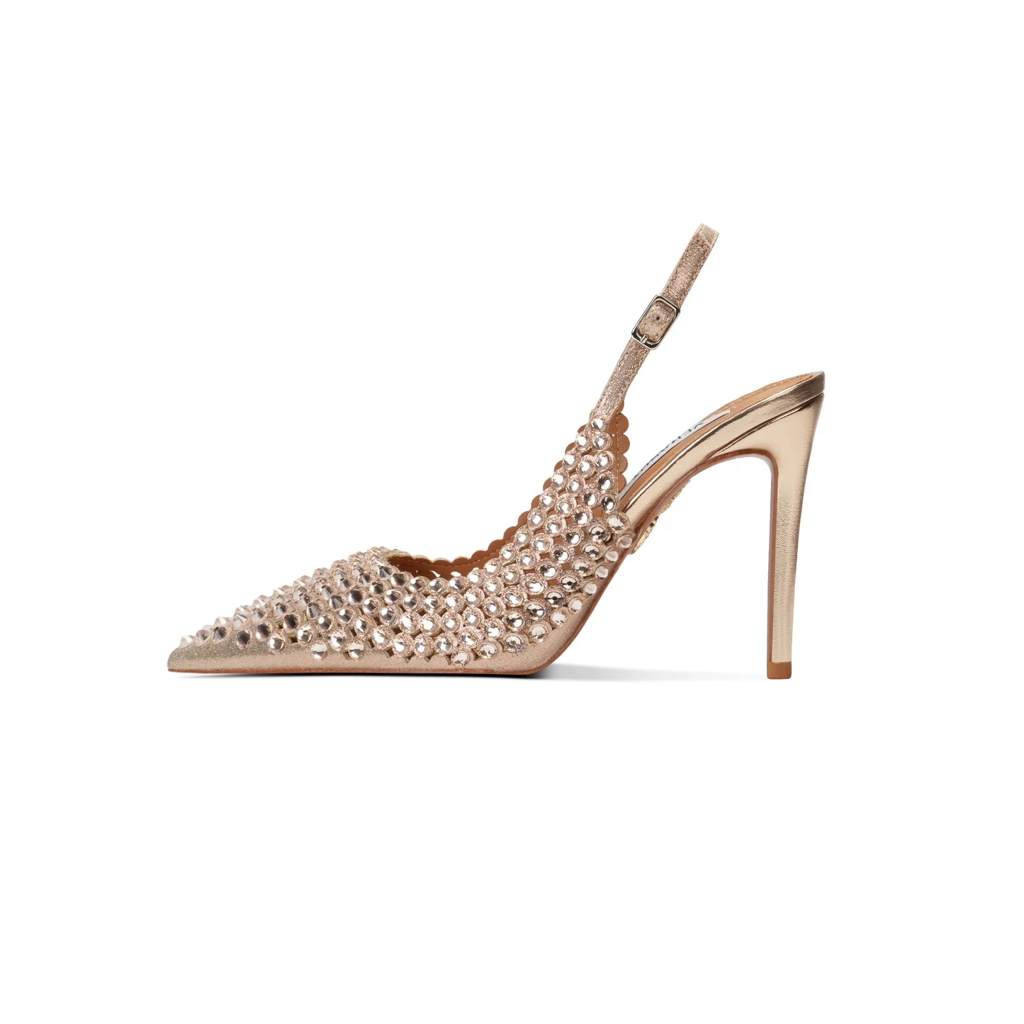 Silver Water Drop Shiny Diamond Slingback Sandals Girls Luxury Party Pointed Stilettos Gold Leather Cover Heels Shoes