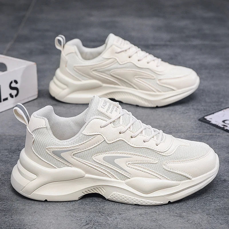 Men's Chunky Dad Shoes: 2025 Summer Breathable Running Sneakers with Thick Soles for Students
