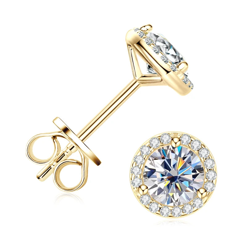Lnngy Sparkling 5MM 6.5MM 8MM Certified Moissanite Earrings 925 Sterling Silver Round Stud Earring 2025 New Women Jewelry Gift