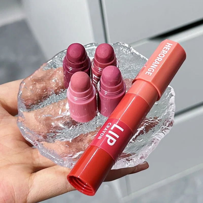 Mini Lipstick Set Matte 4 Colors Lipstick Combination 4 Sections Velvet Grapefruit Red Lip Pigment Non-stick Cup Lip Gloss kit