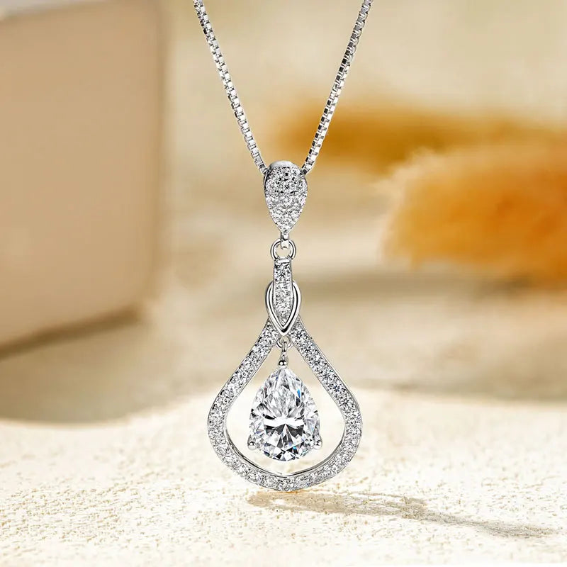Lnngy 925 Sterling Silver Droplet Pendant Necklaces Certified 1ct/1.5ct/2ct Moissanite Necklace For Women 2025 Trend Jewellry
