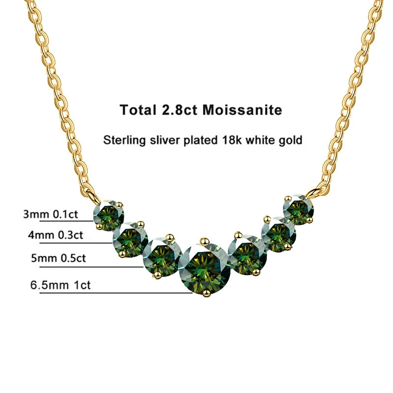 JoyceJelly All D VVS1 Moissanite Necklace For Women GRA Certified 18k Yellow Gold Plated 925 Sterling Sliver Wedding Fine Jewely