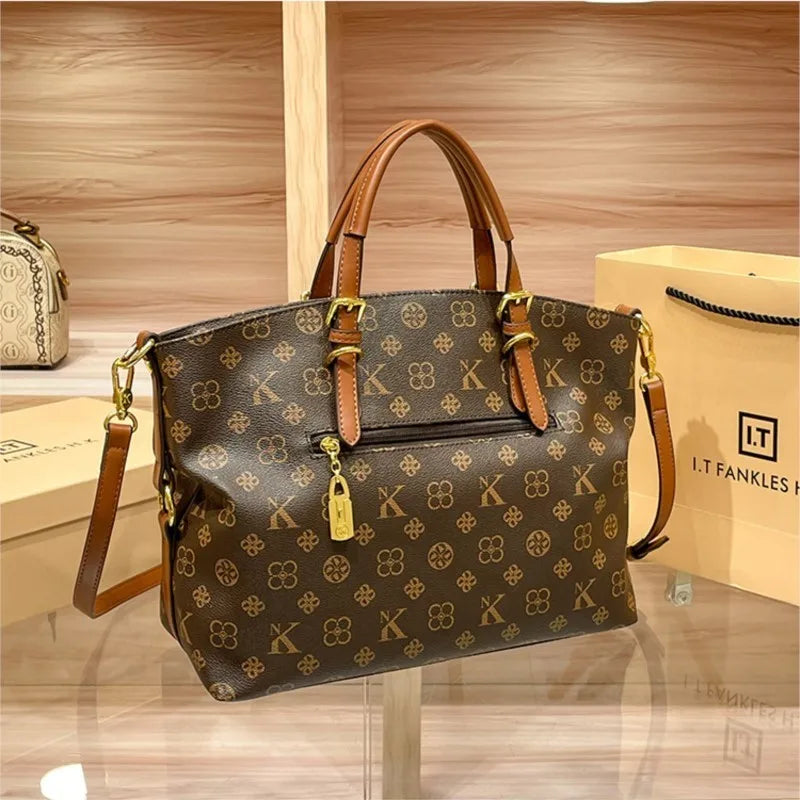 Women’s Light Luxury Retro Handbag – Large Capacity Shoulder & Crossbody Tote – 2025 High-End Fashion
