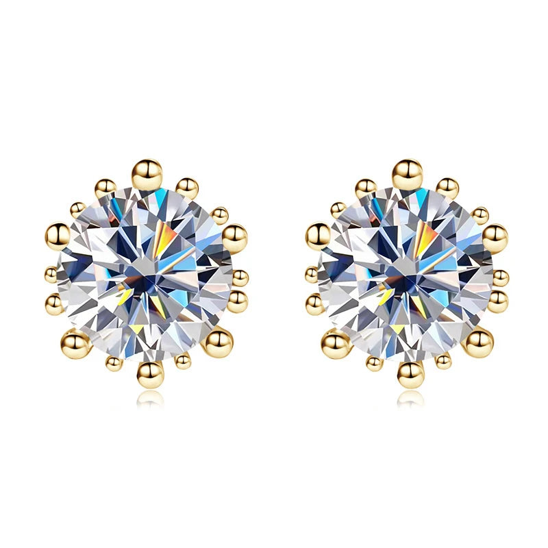 Lnngy Single 2.0ct Moissanite Stud Ear Women 925 Sterling Silver Fashion Earrings For Wedding Engagement Elegant Jewelry Gift