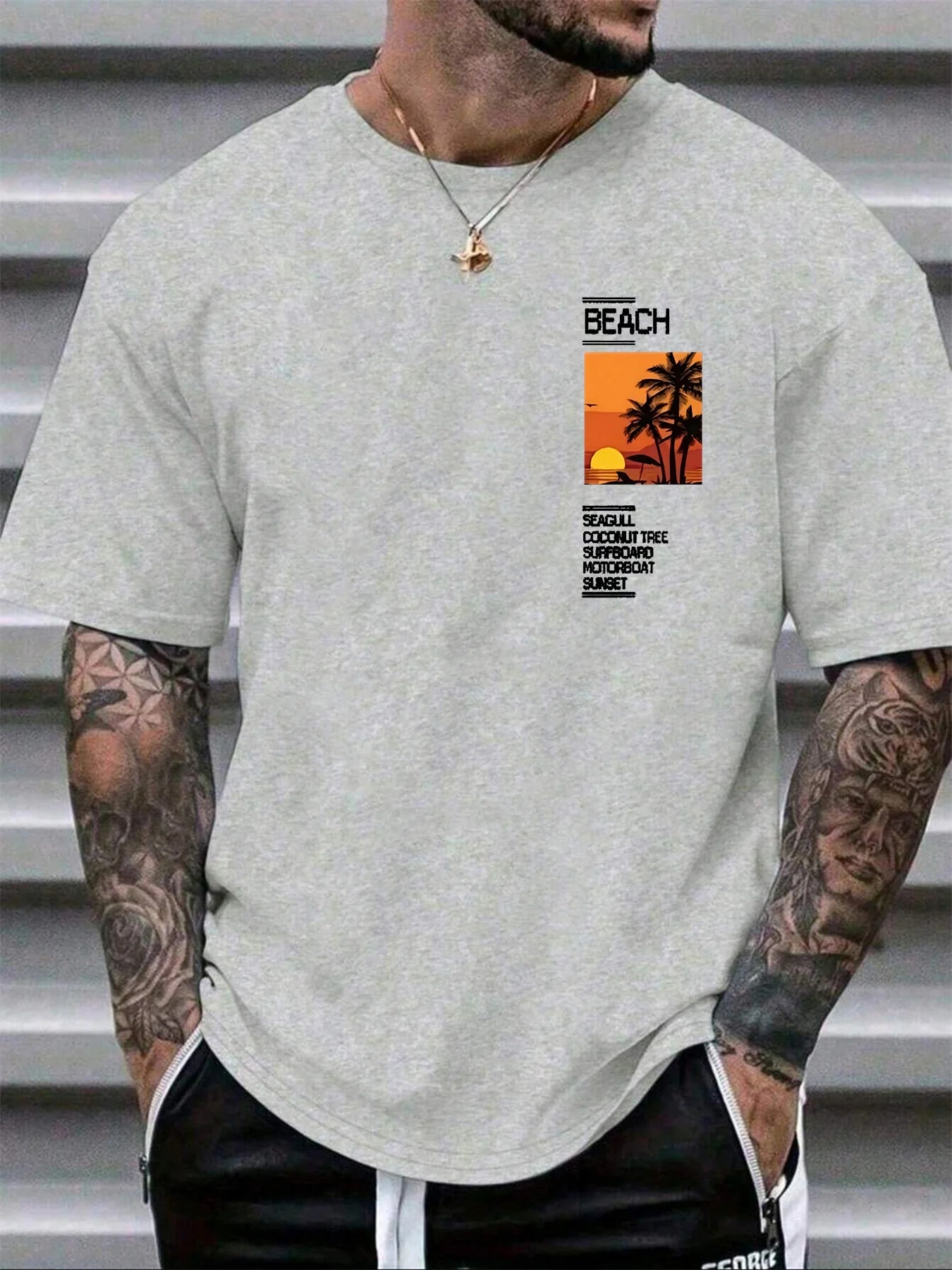 Men’s Summer 100% Cotton Casual T-Shirt Coconut Tree & Slogan Print | Loose Fit | Everyday Comfort