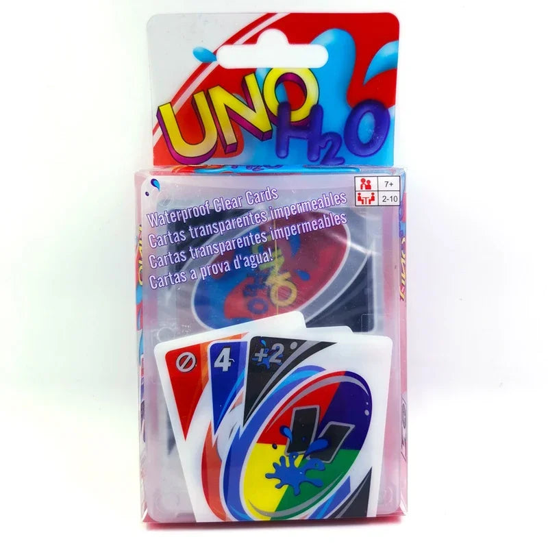 Board Games UNO H2O Card Game WaterProof Pressure Proof PVC Plastic Transparent Kids Toys Playing Cards Halloween Birthday Gifts
