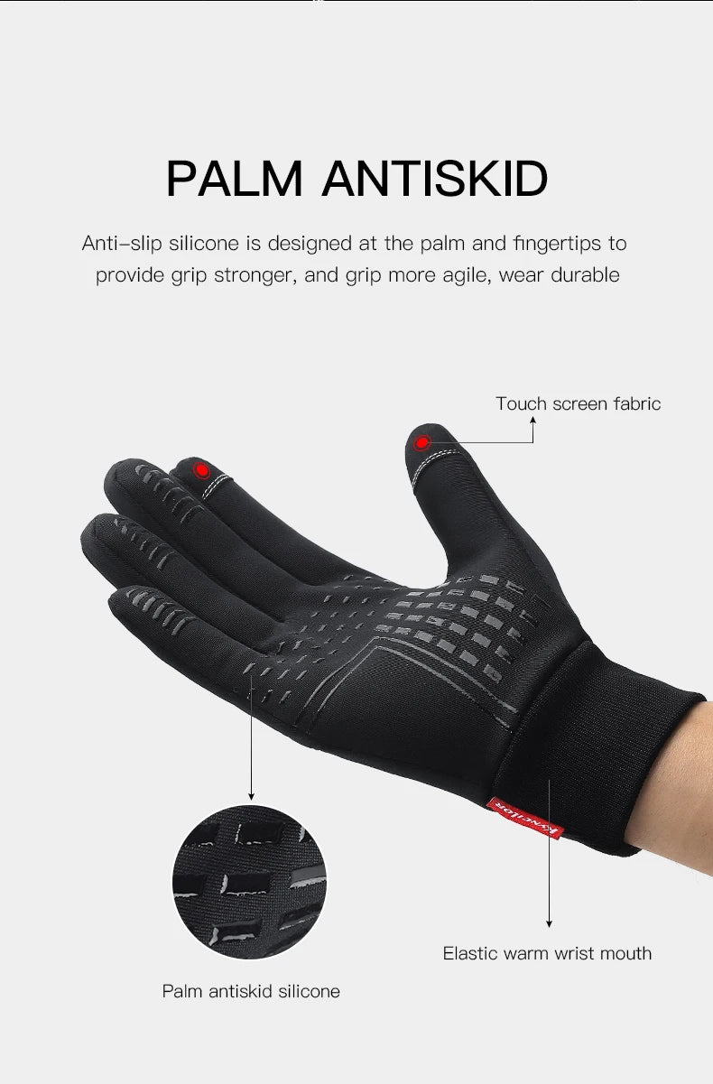 Waterproof Cycling Gloves Winter Touch Screen Bicycle Gloves Outdoor Scooter Windproof Riding Motorcycle Ski Warm Bike Gloves