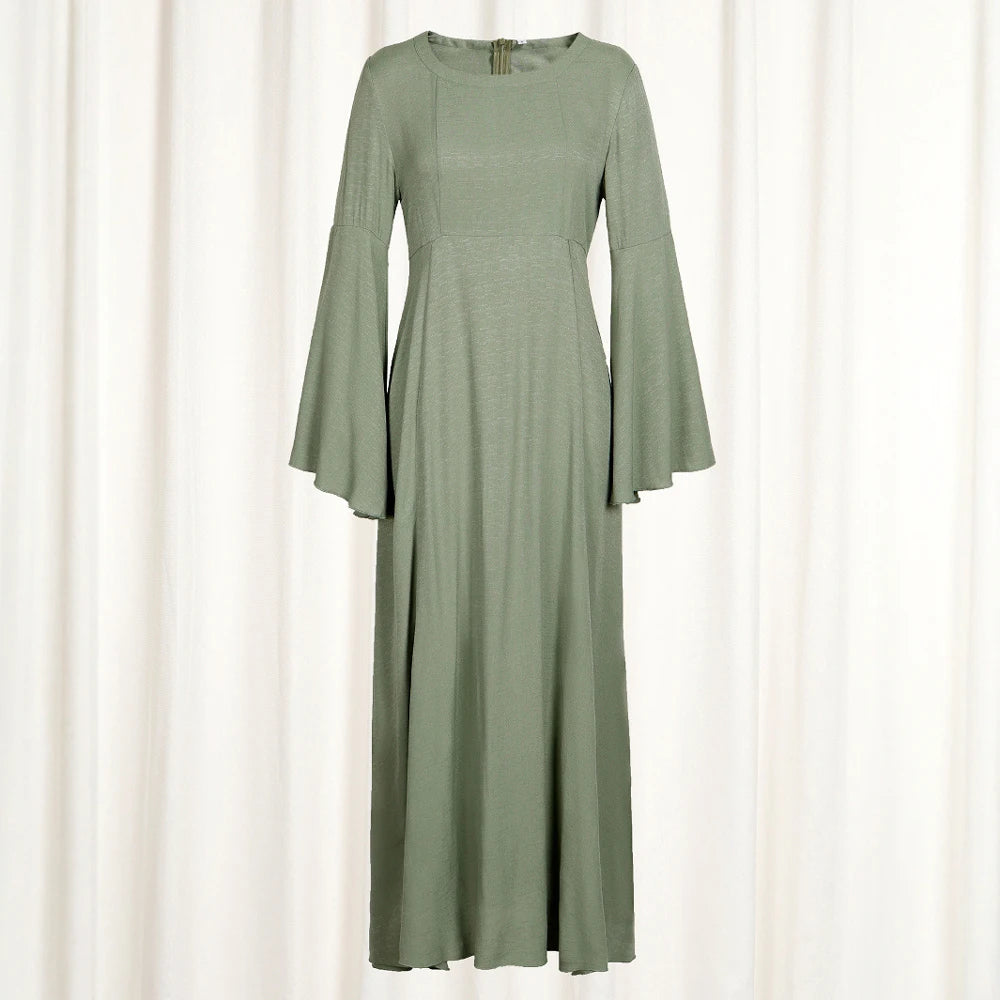 Rafiah Summer Dresses Comfortable Daily Solid Color Long Sleeve Square Neck Maxi Loose Fit Daily Long Dresses For Women