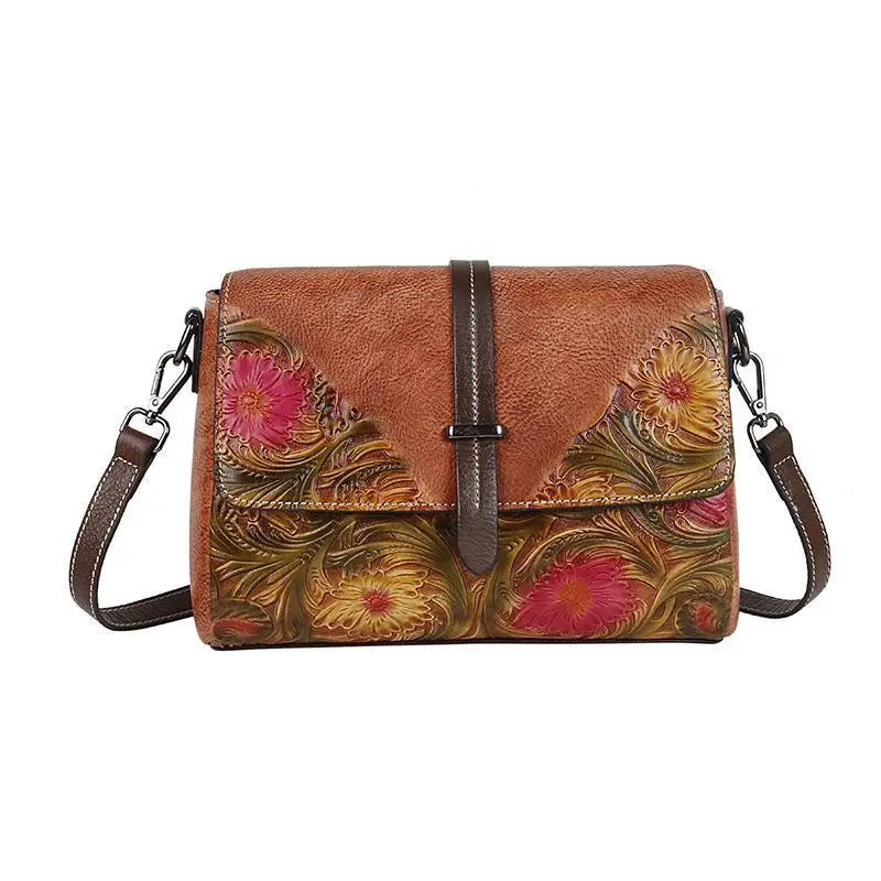 MOTAORA Women Shoulder Bag Genuine Leather Handbag Female Luxury Handmade Embossed Vintage Flap Bag High Quality Messenger Bags