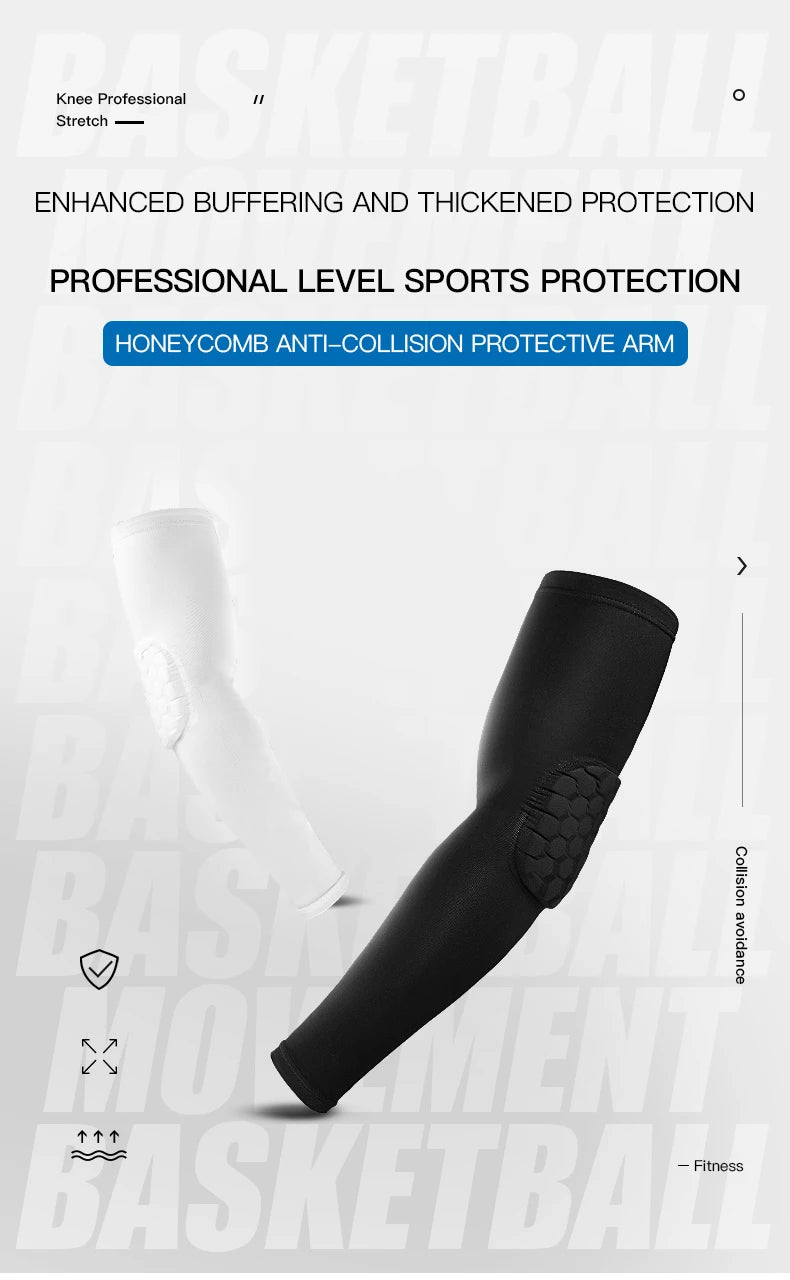 1pc Sports Elbow Protection Honeycomb Anti-collision Pressure Protection Arm Sleeve Basketball Cycling Fitness Protective Gear