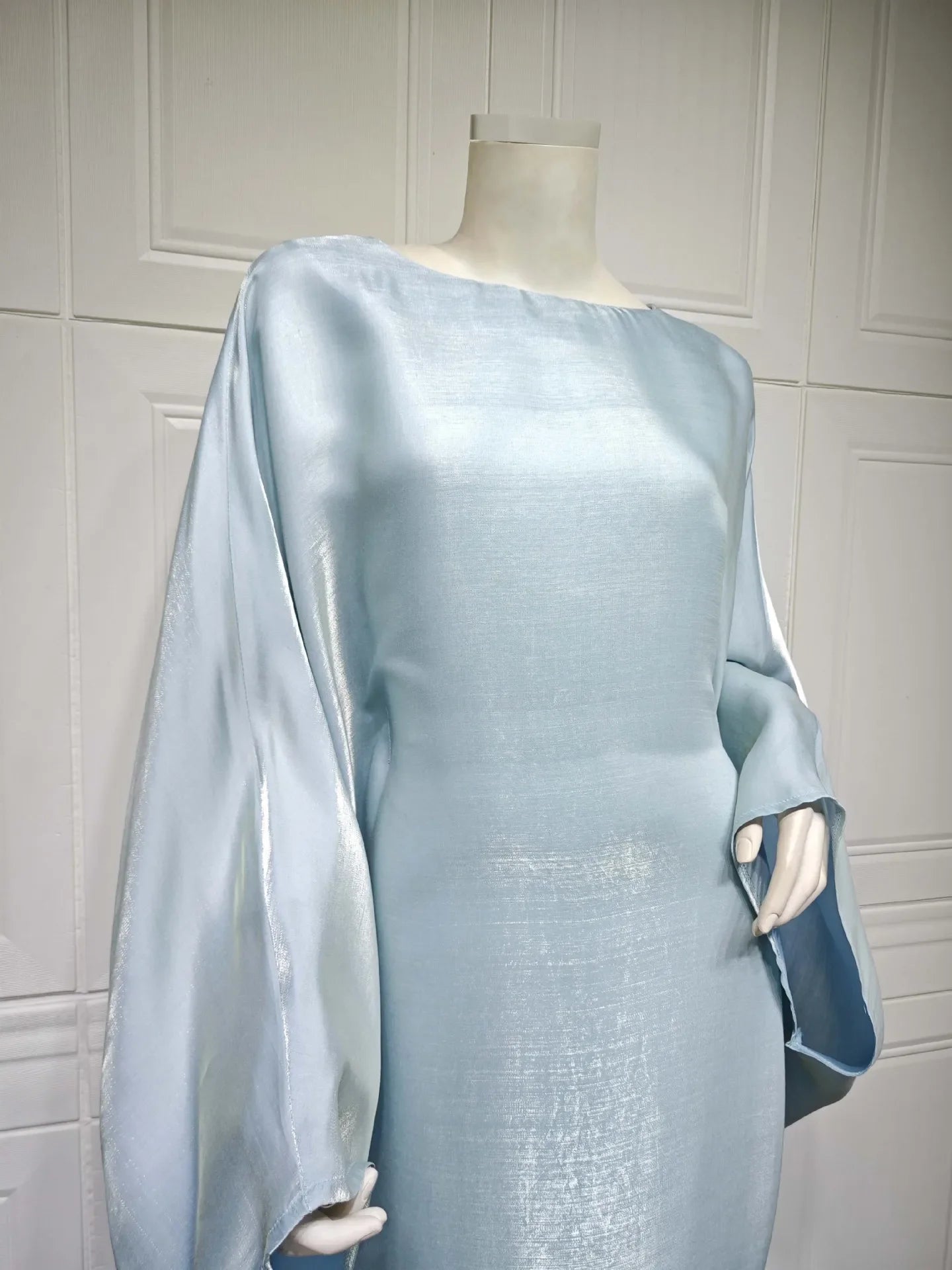 2024 Muslim Dress Women Summer Fashion Muslim Long Sleeve Satin Plus Size Long Abaya Kaftan Abaya Dubai Abaya Muslim Clothes