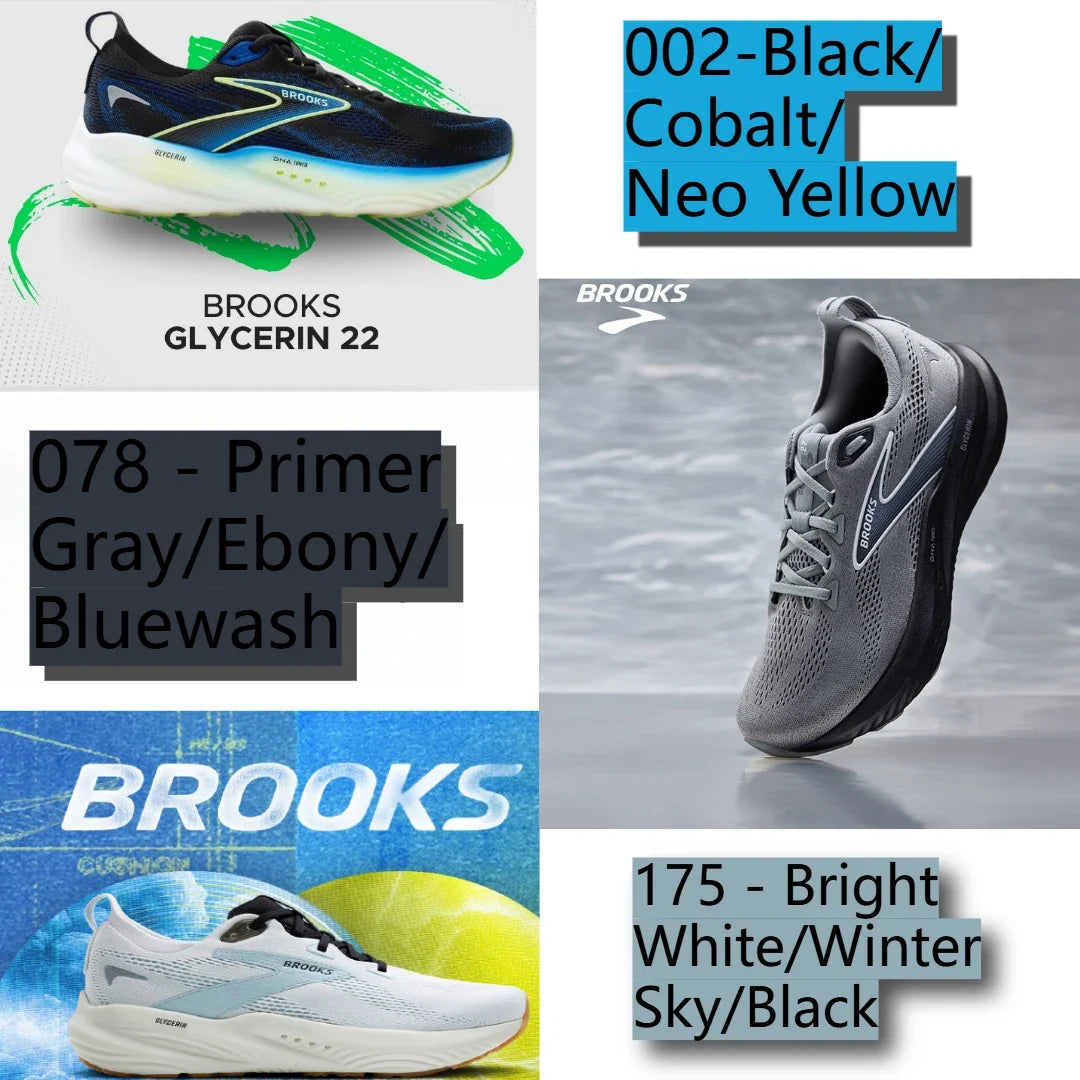 Brooks Glycerin 22 Running Shoes Men Women DNA Tuned Dual Density Cushioning Road Training Sneakers
