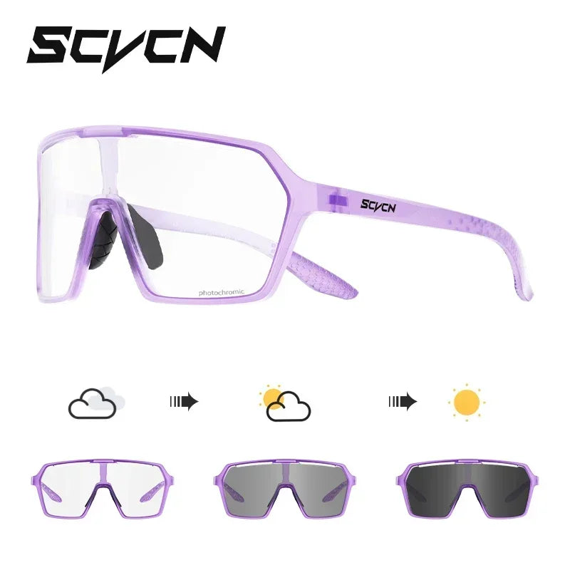 SCVCN Photochromic Sunglasses for Men Cycling Glasses UV400n Women Driving Glasses MTB Road Bike Sport Eyewear Running