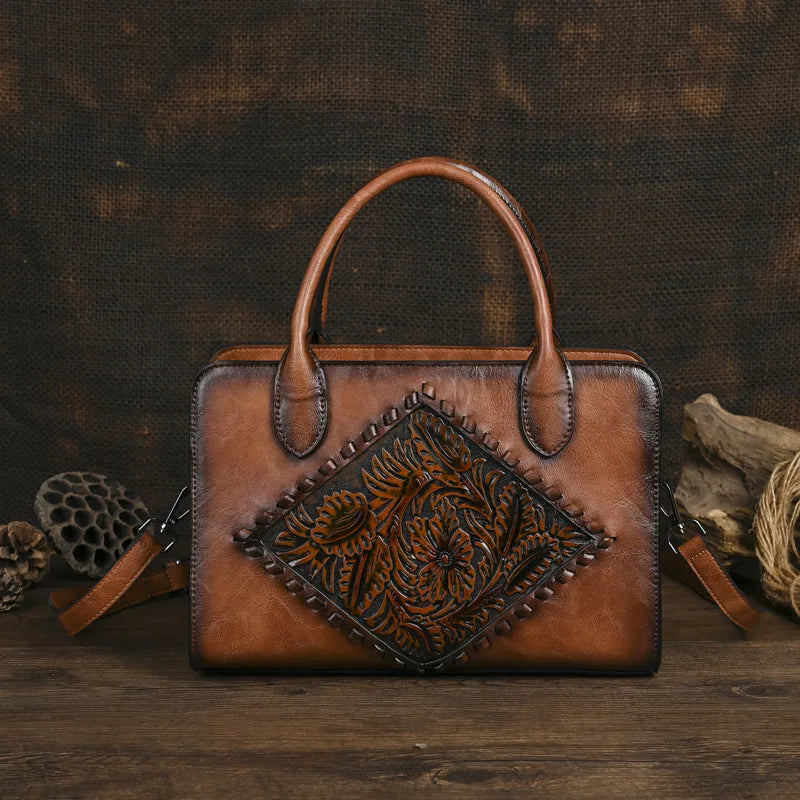 MOTAORA 2025 Vintage Leather Handbag Women Anti-Theft Shoulder Bag with Embossed Pattern, Mother's Day Gift Purse for Daily Use